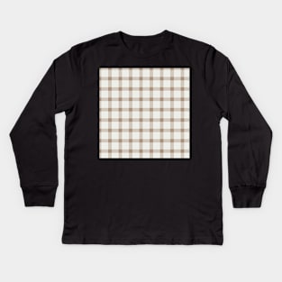 Checks   by Suzy Hager         Clint Collection 5, Shades of Cream and Brown Kids Long Sleeve T-Shirt